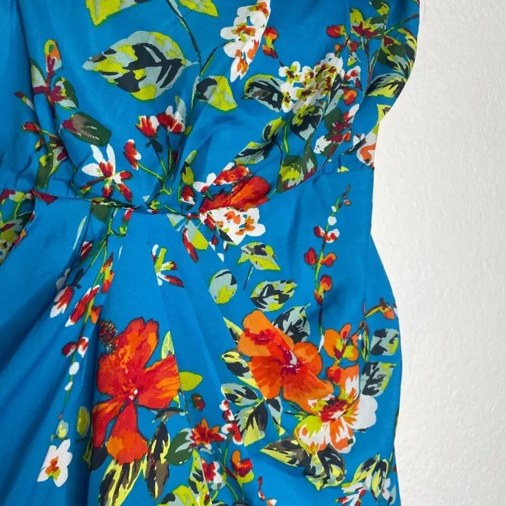 Express Womens Dress Size 0 Strapless Floral Blue Lined Mini Short Casual Wear - Picture 9 of 16